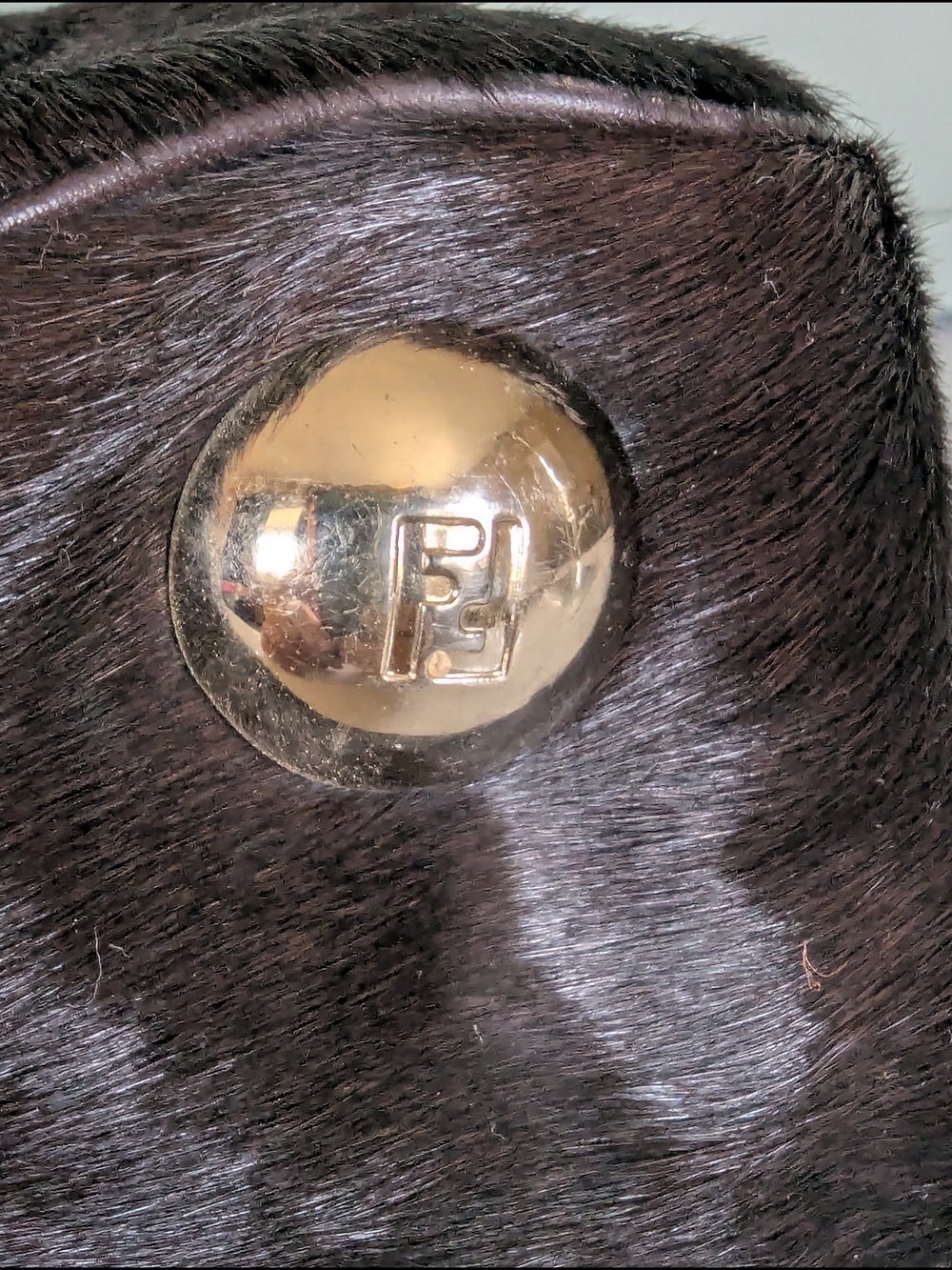 Fendi Dark Brown Mini Top-Handle Fur Bag with Gold Hardware - Picture 7 of 15